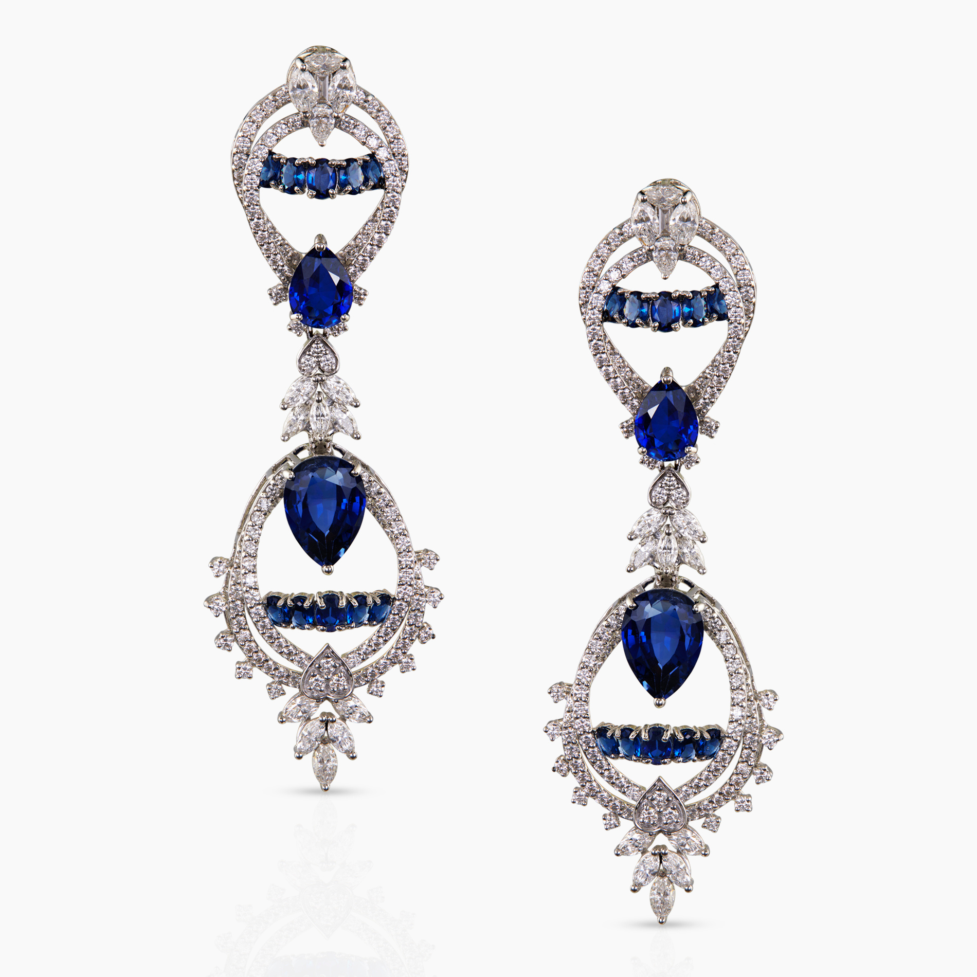 Long Blue Stone Earrings