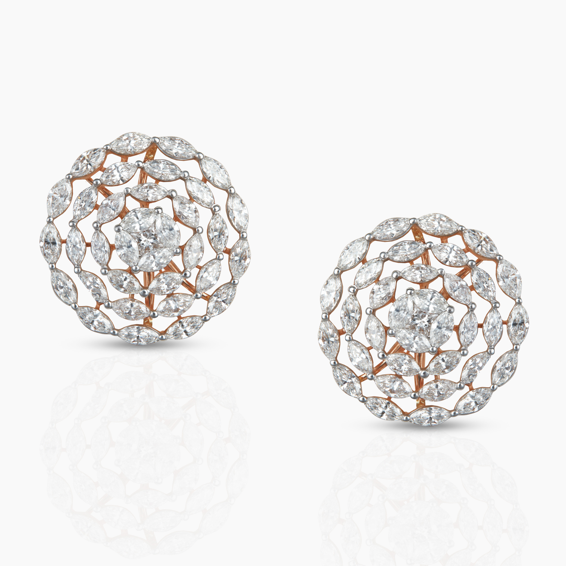 Concentric Marquise Diamond Studs