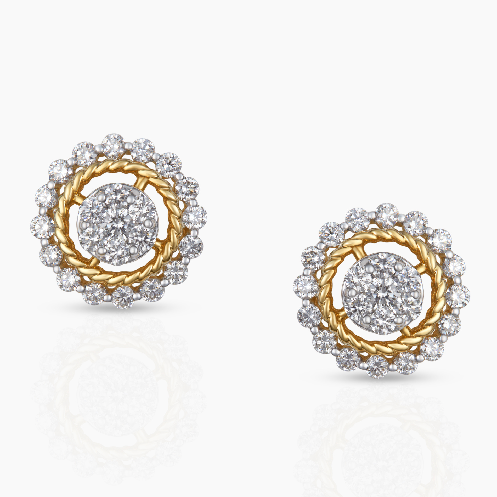 Gold Concentric Diamond Studs