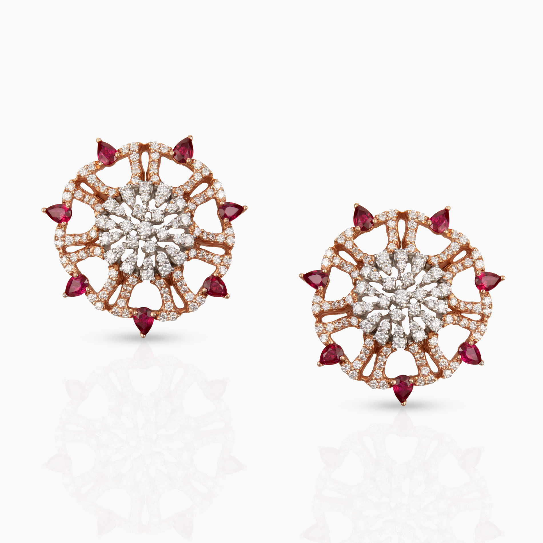 Concentric Ruby & Diamond Studs