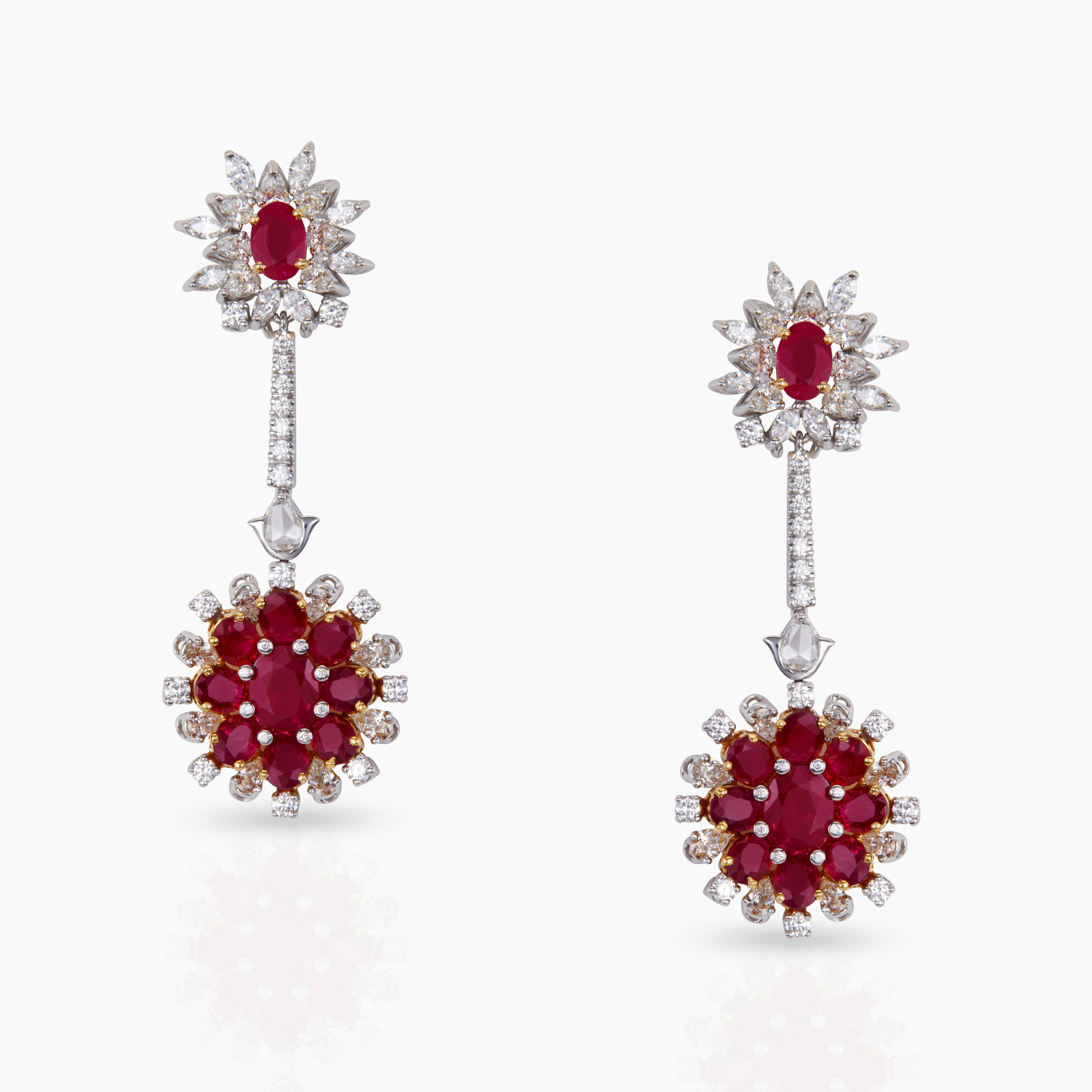 Deep Red Ruby Long Earrings