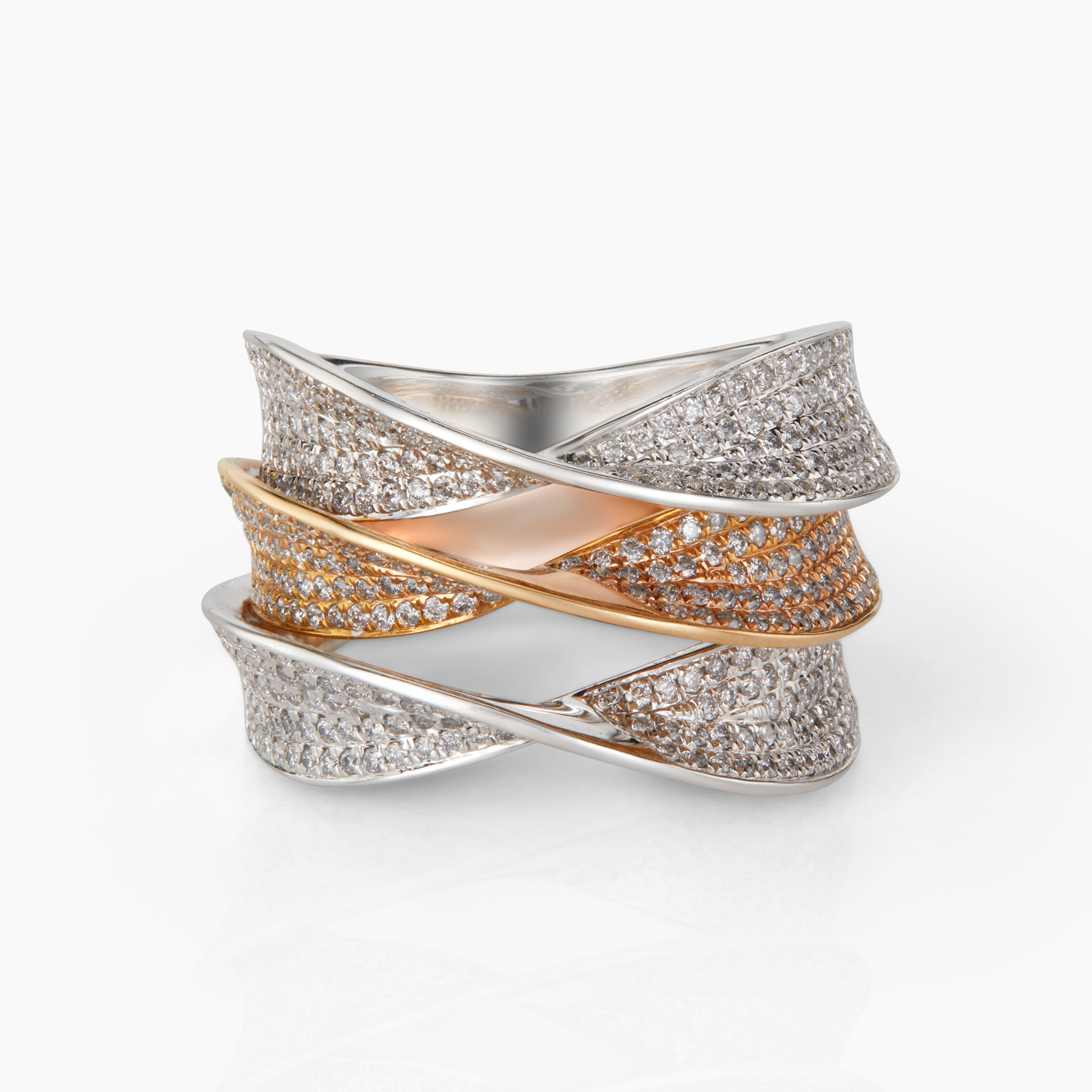 Twisted Rose & White Gold Diamond Ring