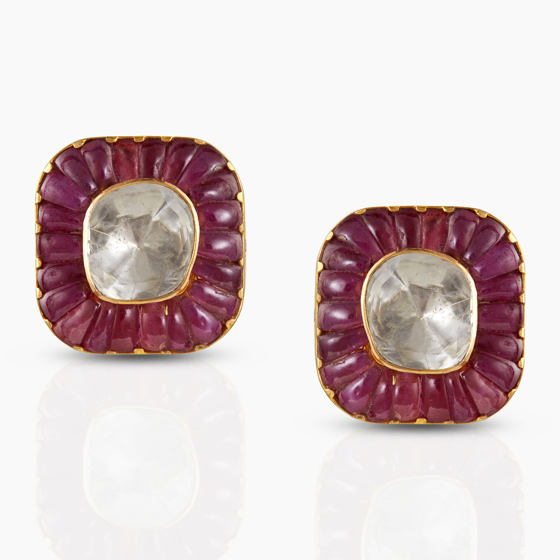 Fiery Square Studs