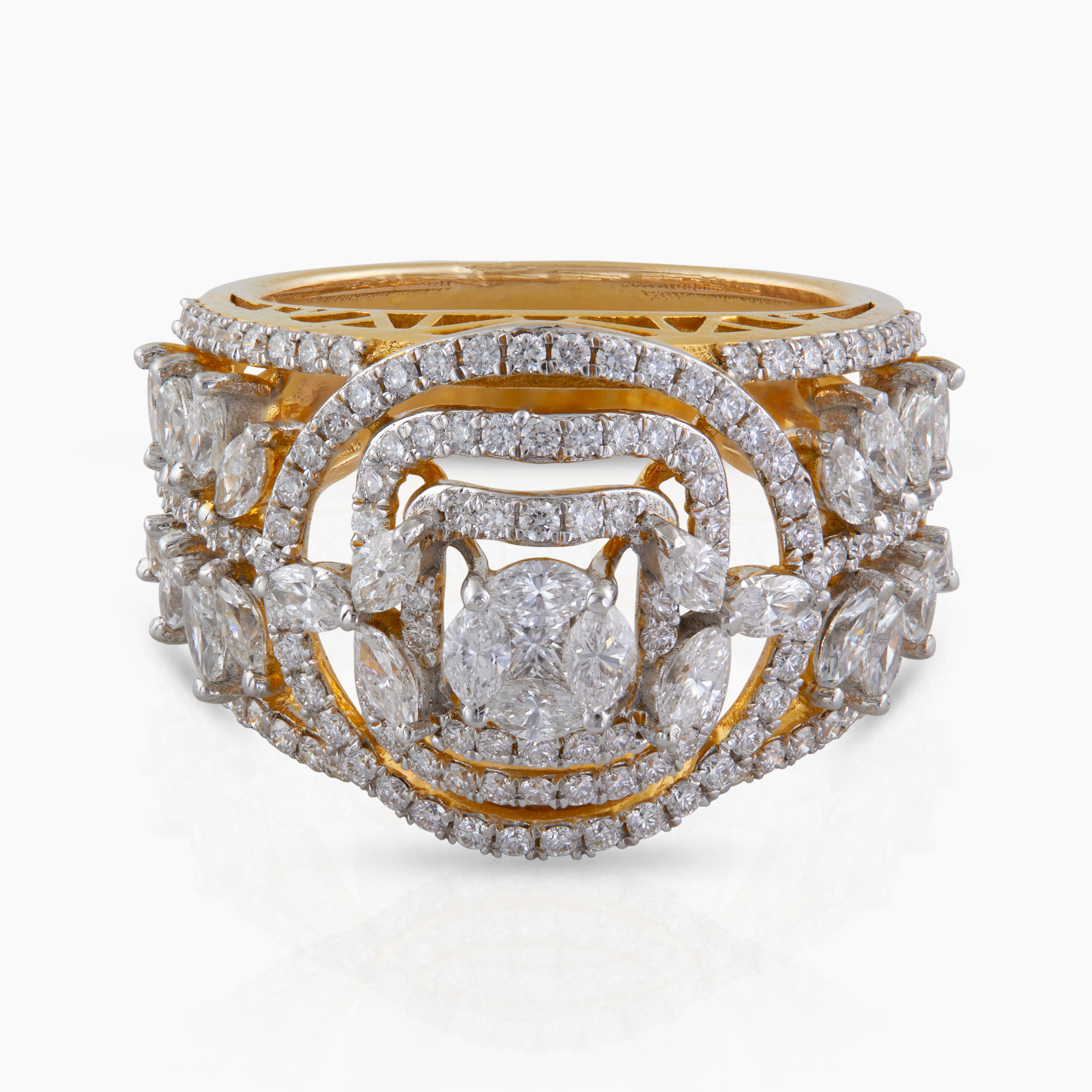 Classic Pressure Setting Yellow Gold Ring