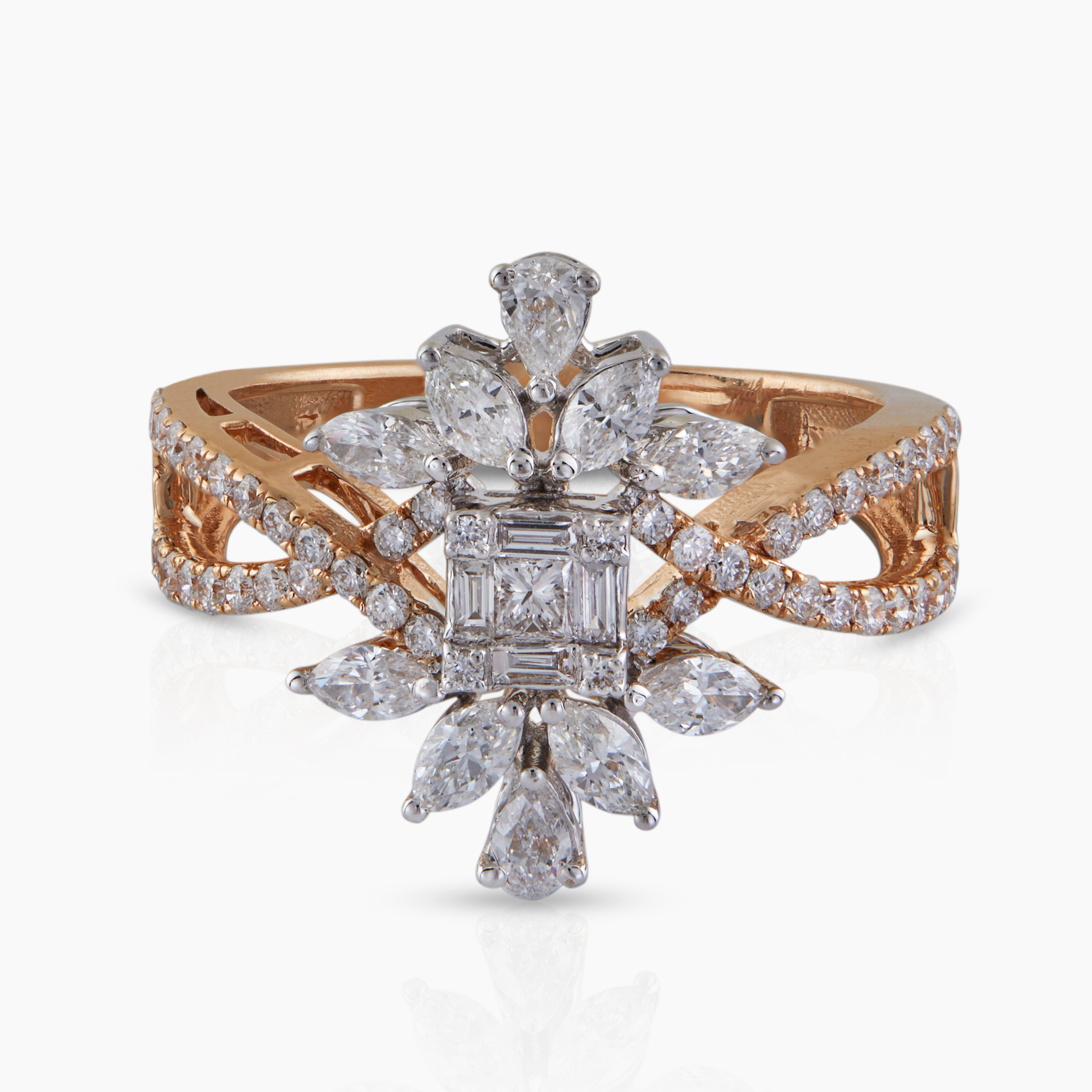Edgy Elongated Floral Ring
