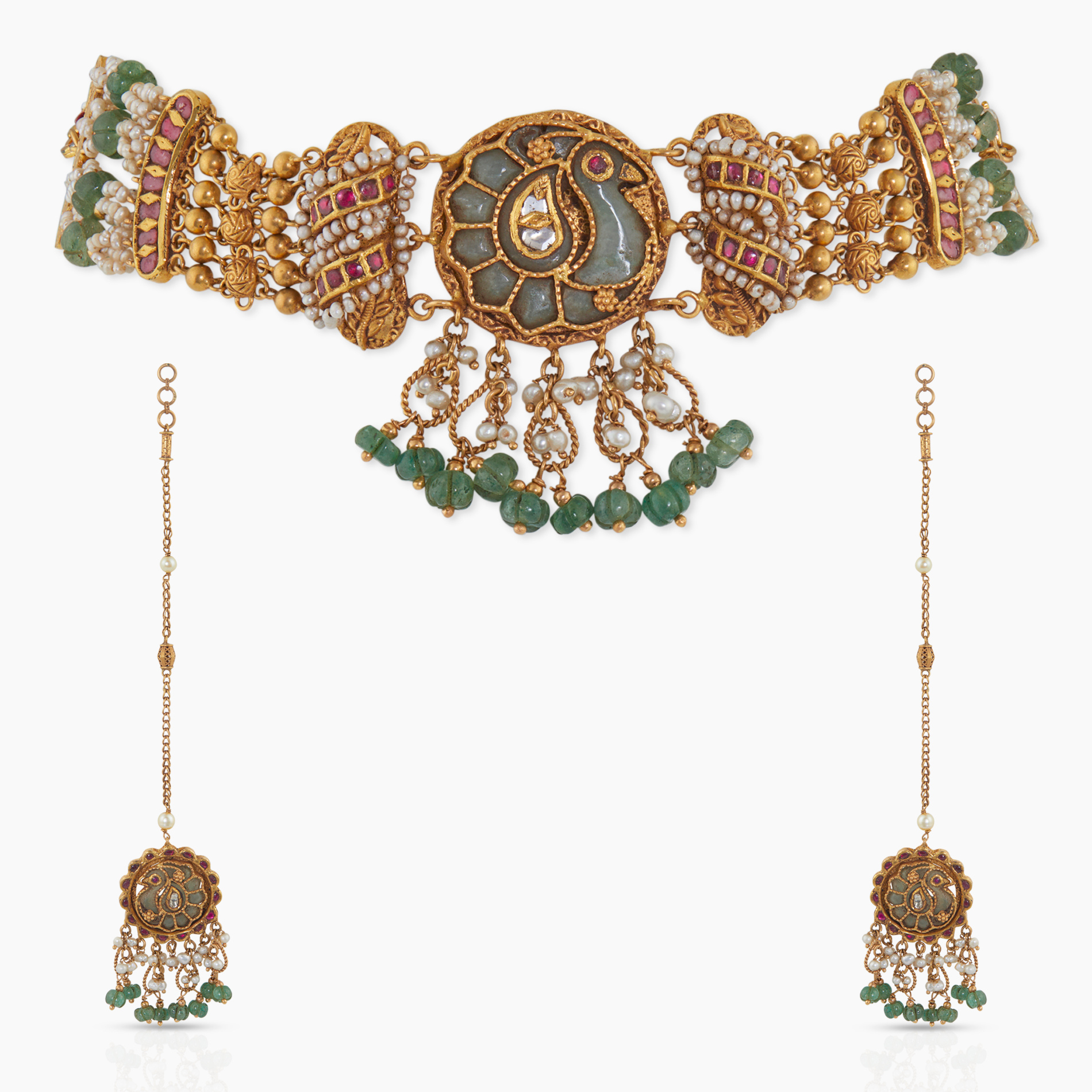 Green Mayuri Choker Set