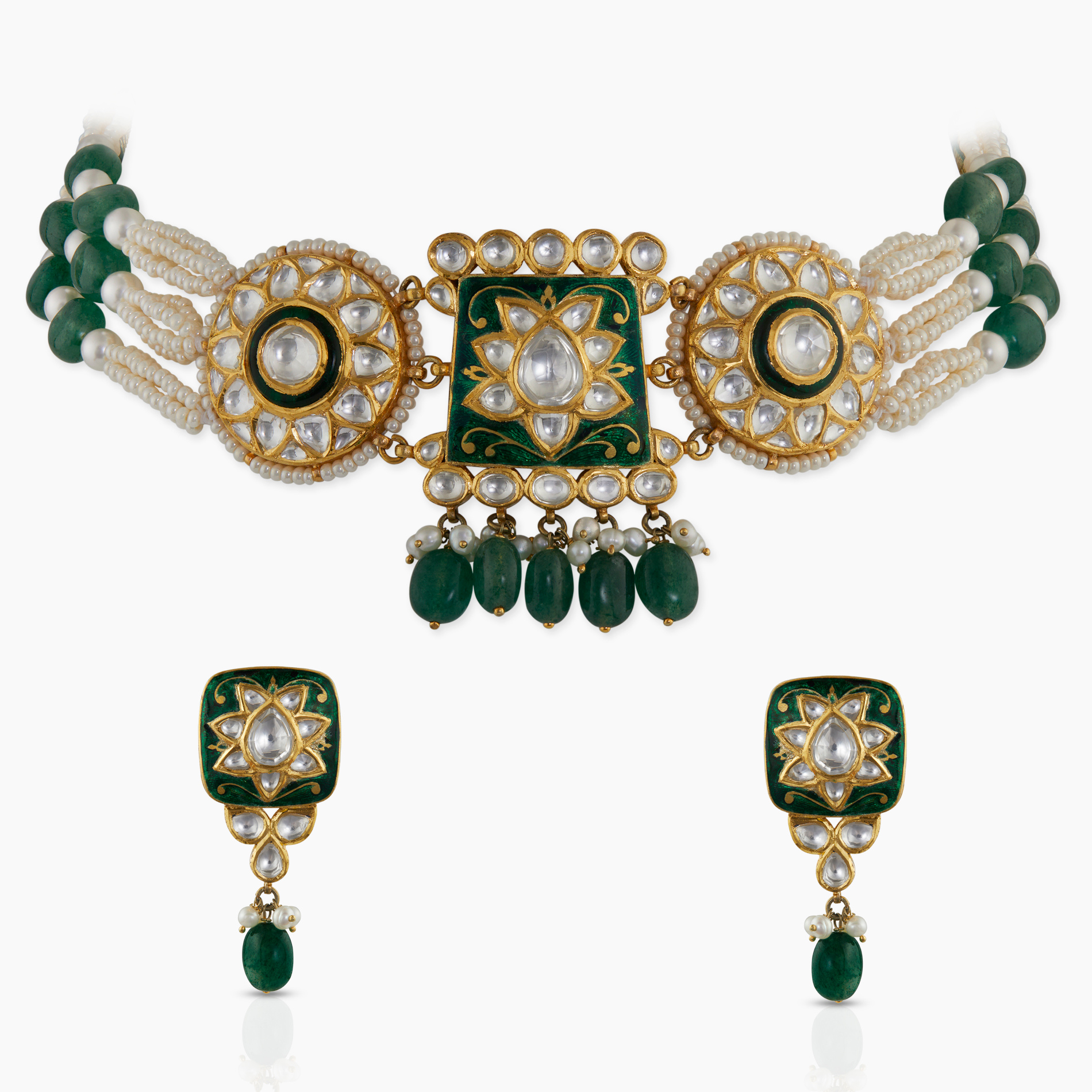 Emerald Meenakari Choker Set