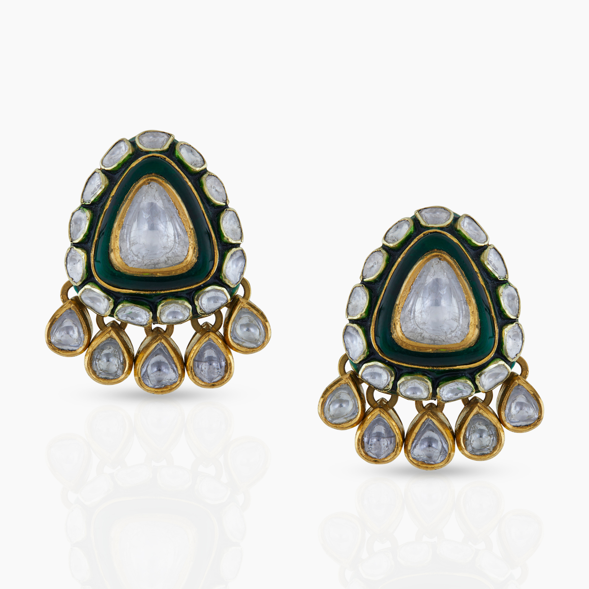 Meenakari Green Studs