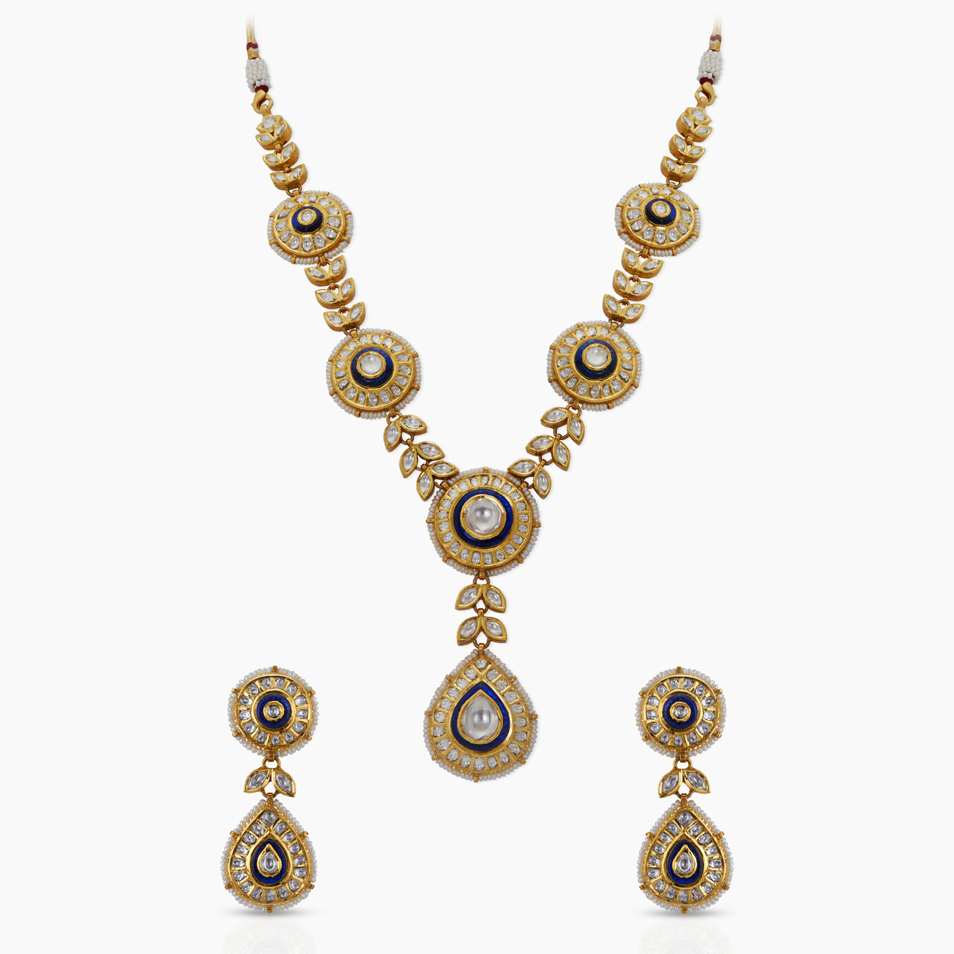 Long Blue Circles Neck Set