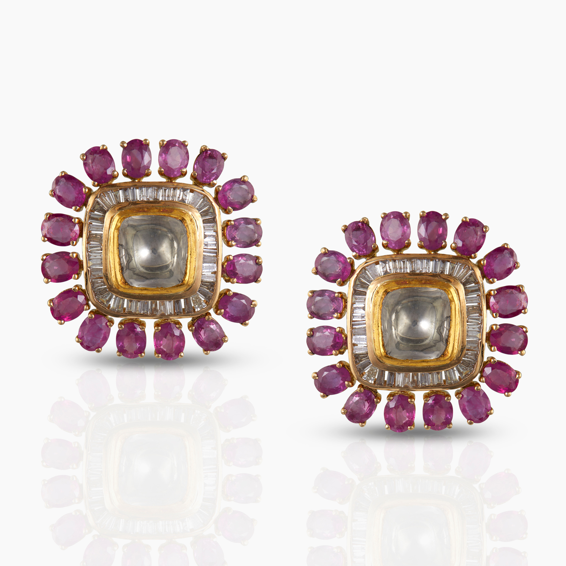 Quadrate Ruby Stud