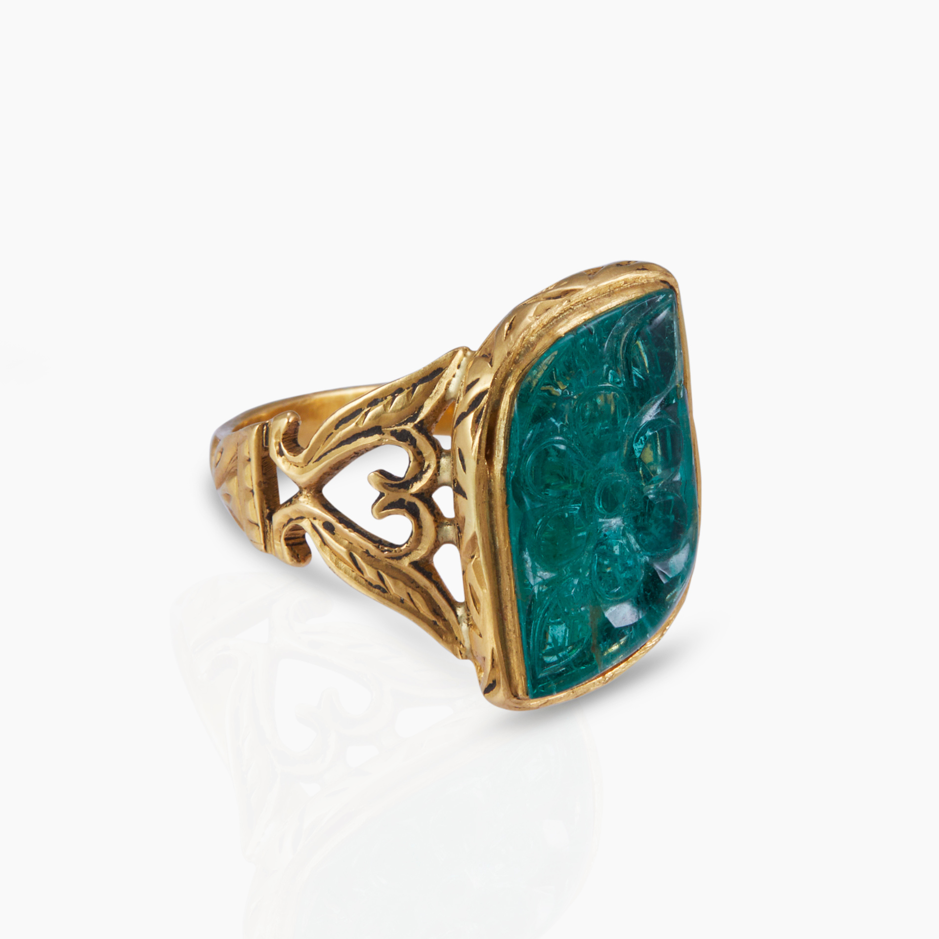 Carved Emerald Ring
