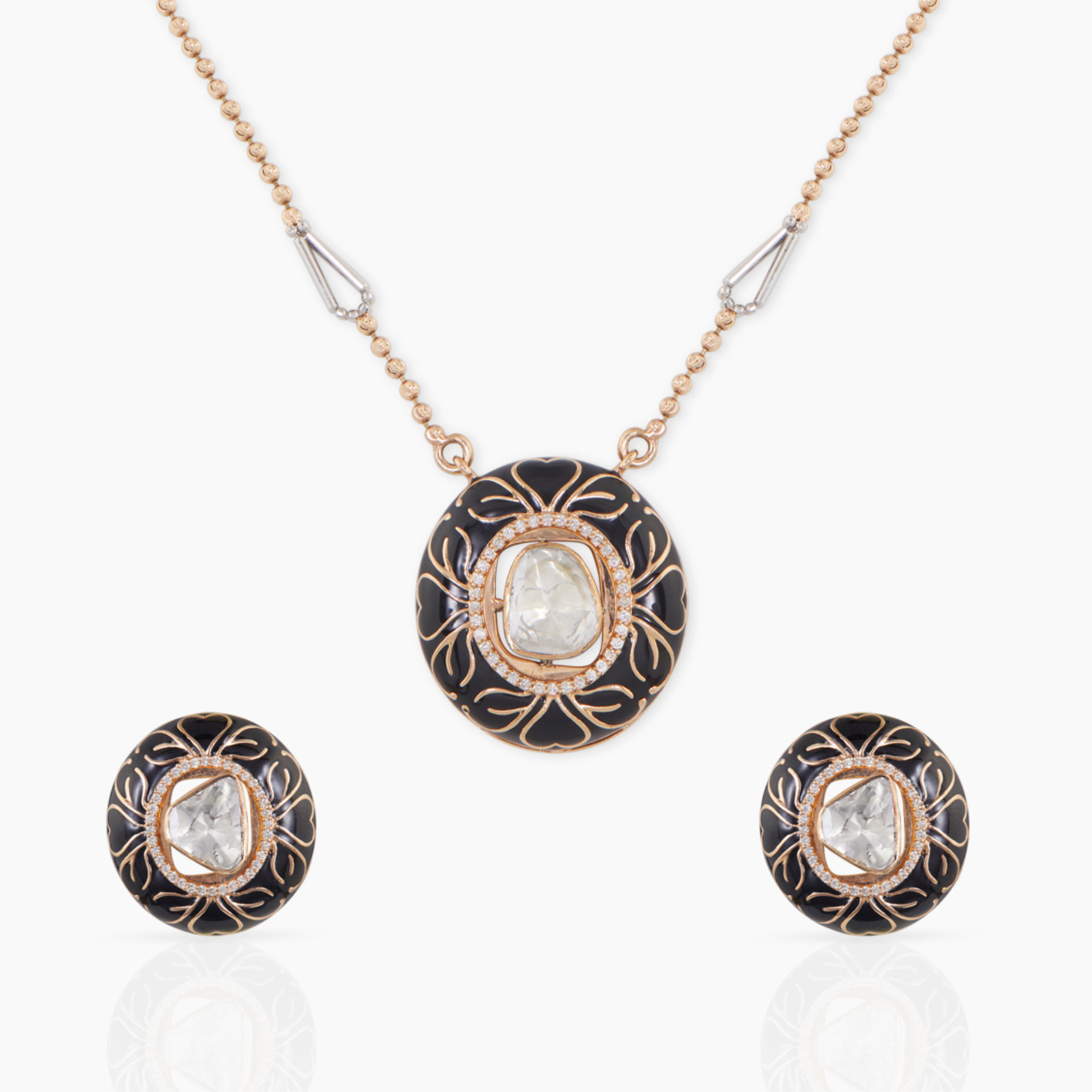 Black Enameling Pendent Set