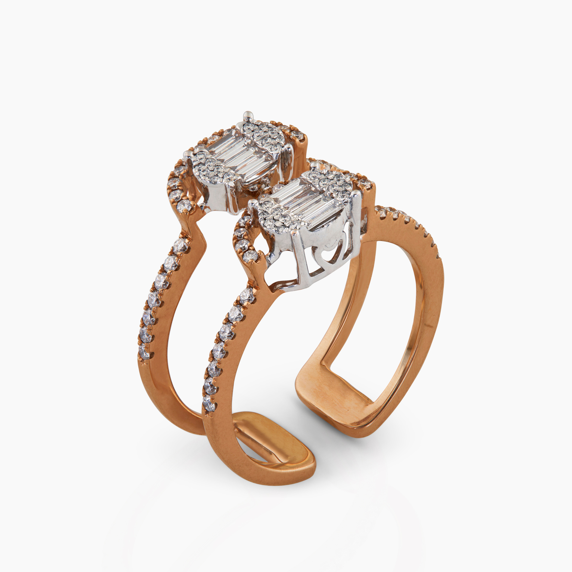 Emerald Cut Double Ring