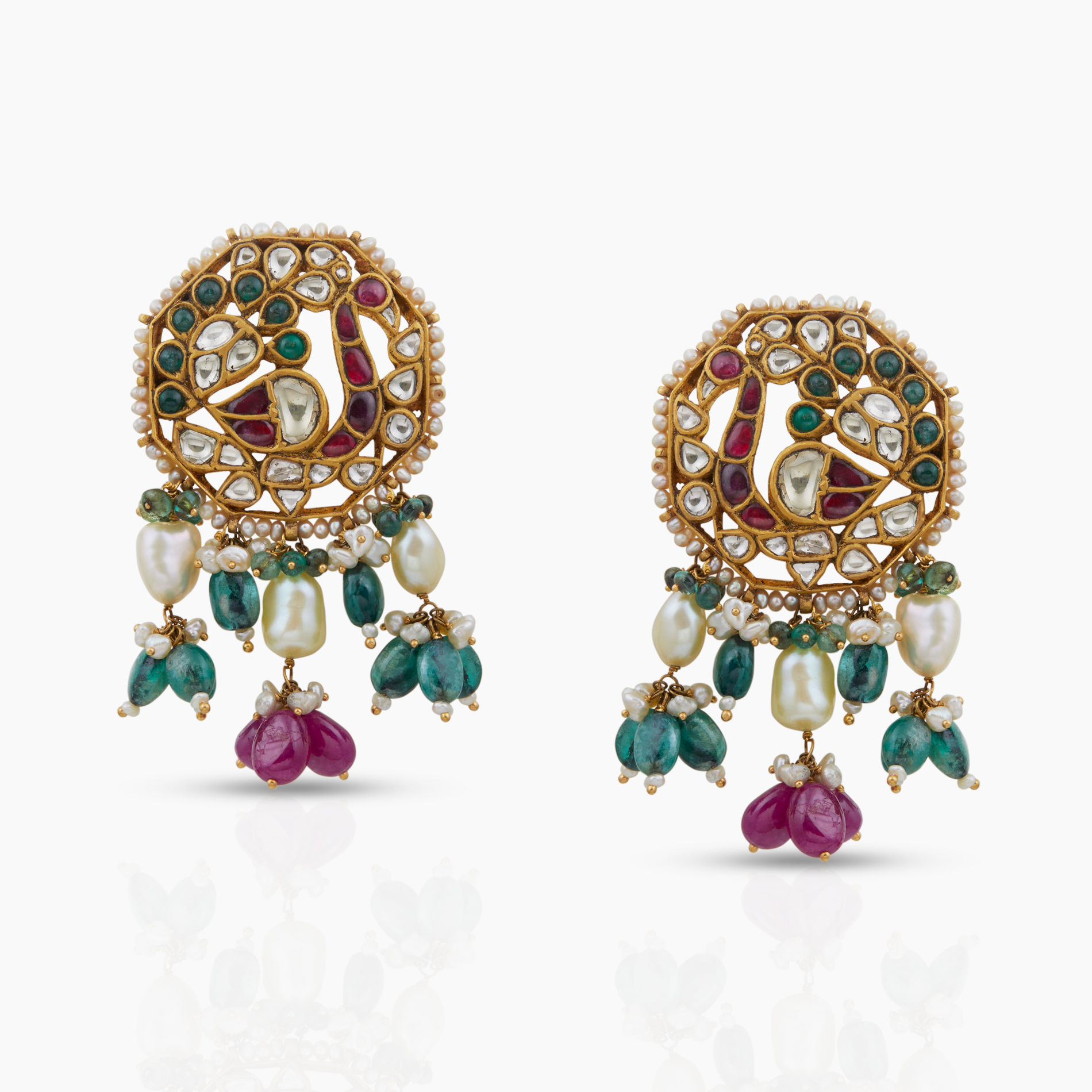 Multicolor Peacock Earrings