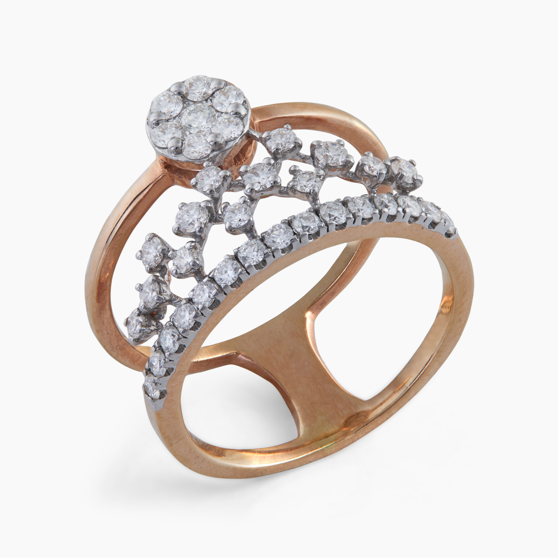 Diamond Interlinked Double Ring
